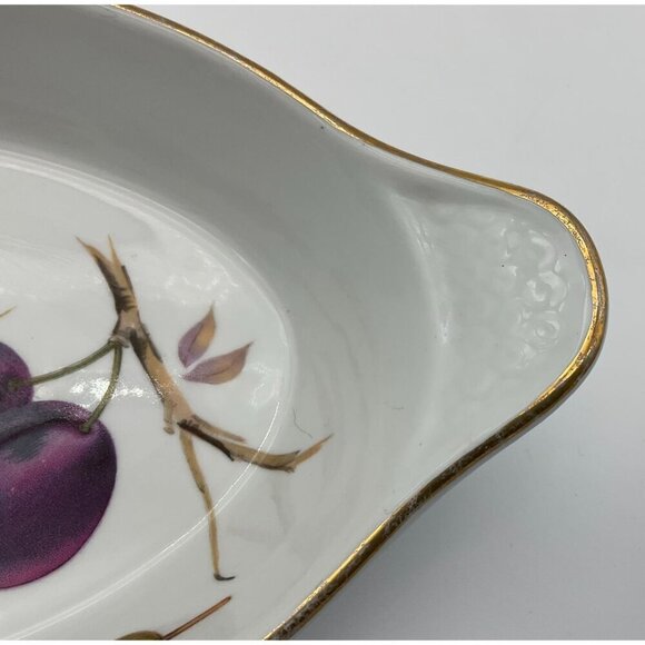 Royal Worcester Evesham Vale Gold Vintage 10 in Au Gratin  Oval Dish Fruit Theme - Picture 3 of 6